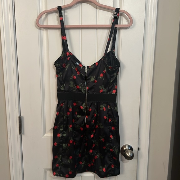 For Love and Lemons Love Song Dress Mini Dress Black Res Flowers Size XS - Picture 6 of 15